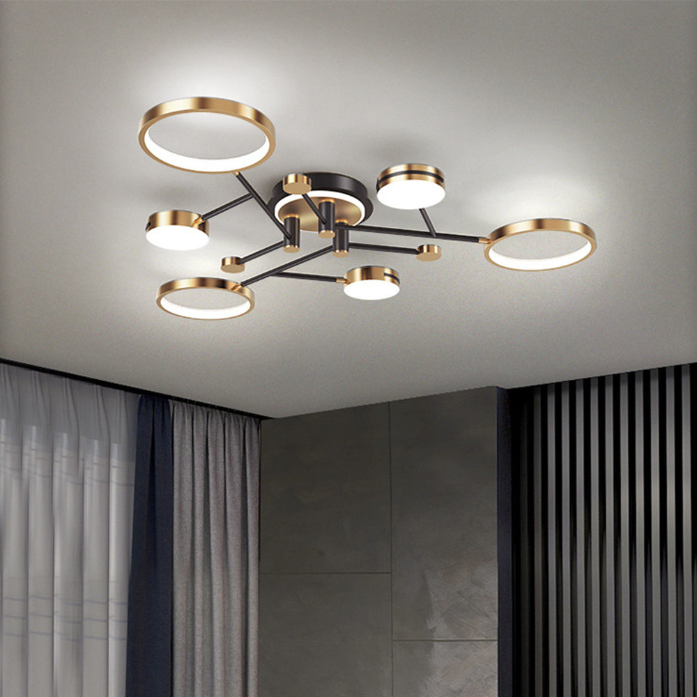 Gold Circle Ceiling Light - Creative LED Living Room Lighting Modern