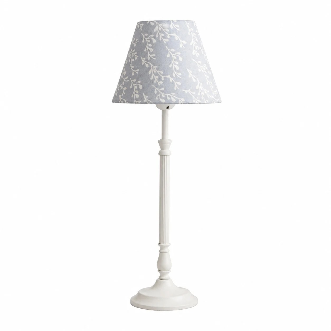 Blue bird fabric shade French country metal table lamp