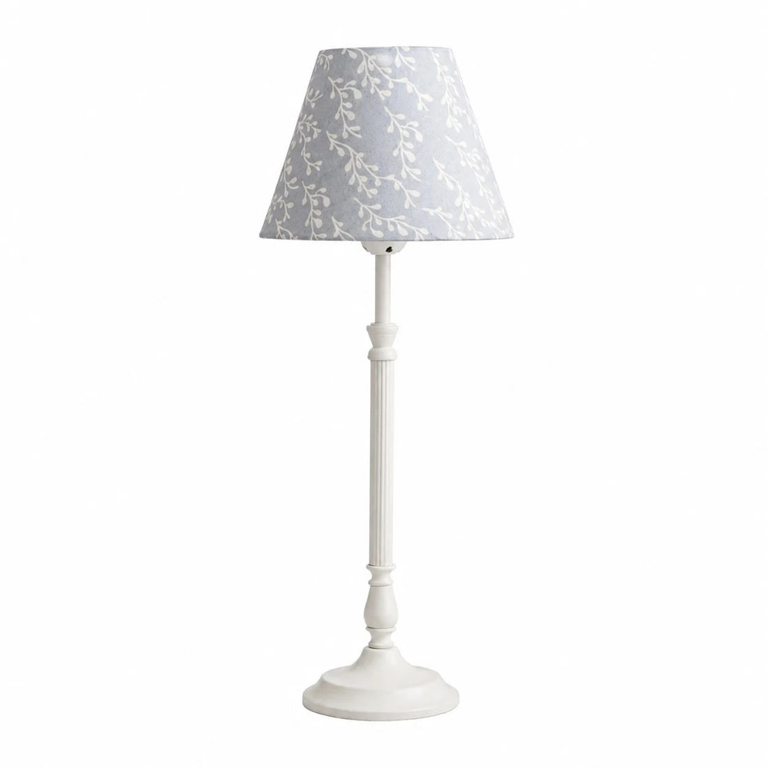 Blue bird fabric shade French country metal table lamp