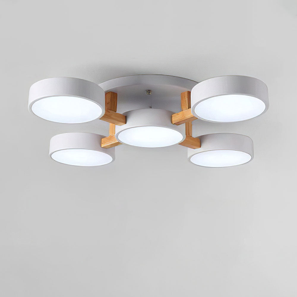 LED Ceiling Light – Modern Iron Wood Fixture for Bedroom Ambiance
