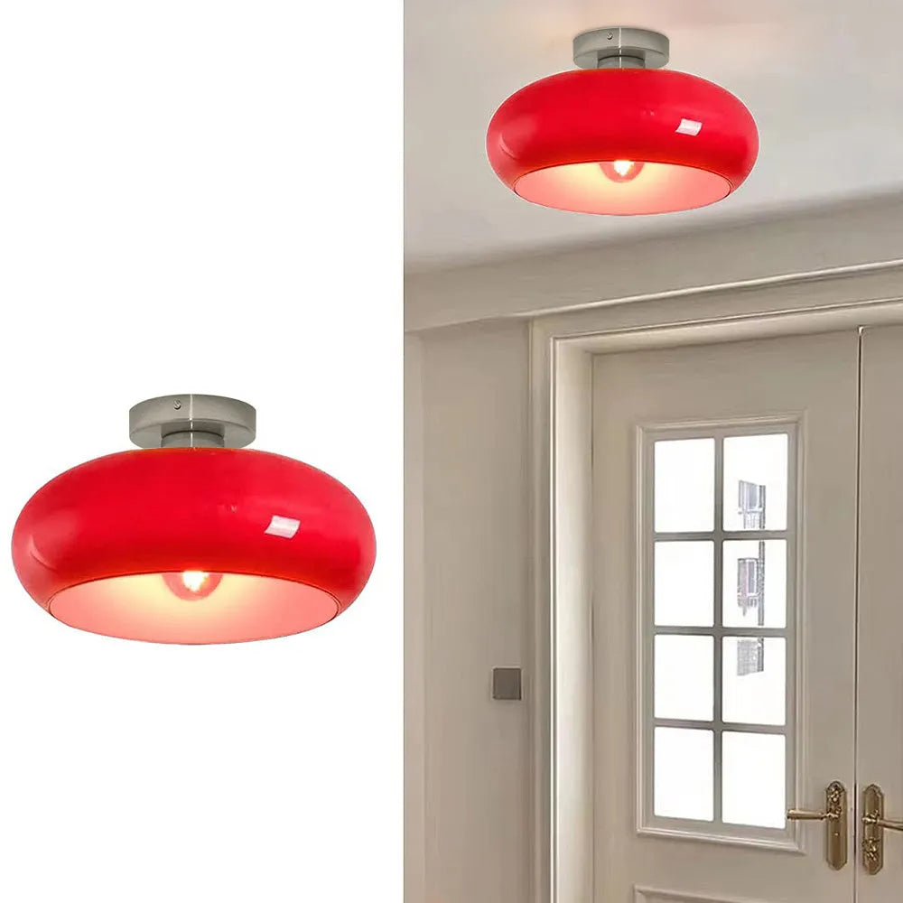 Retro Glass Ceiling Light - Round Fixture for Living Room