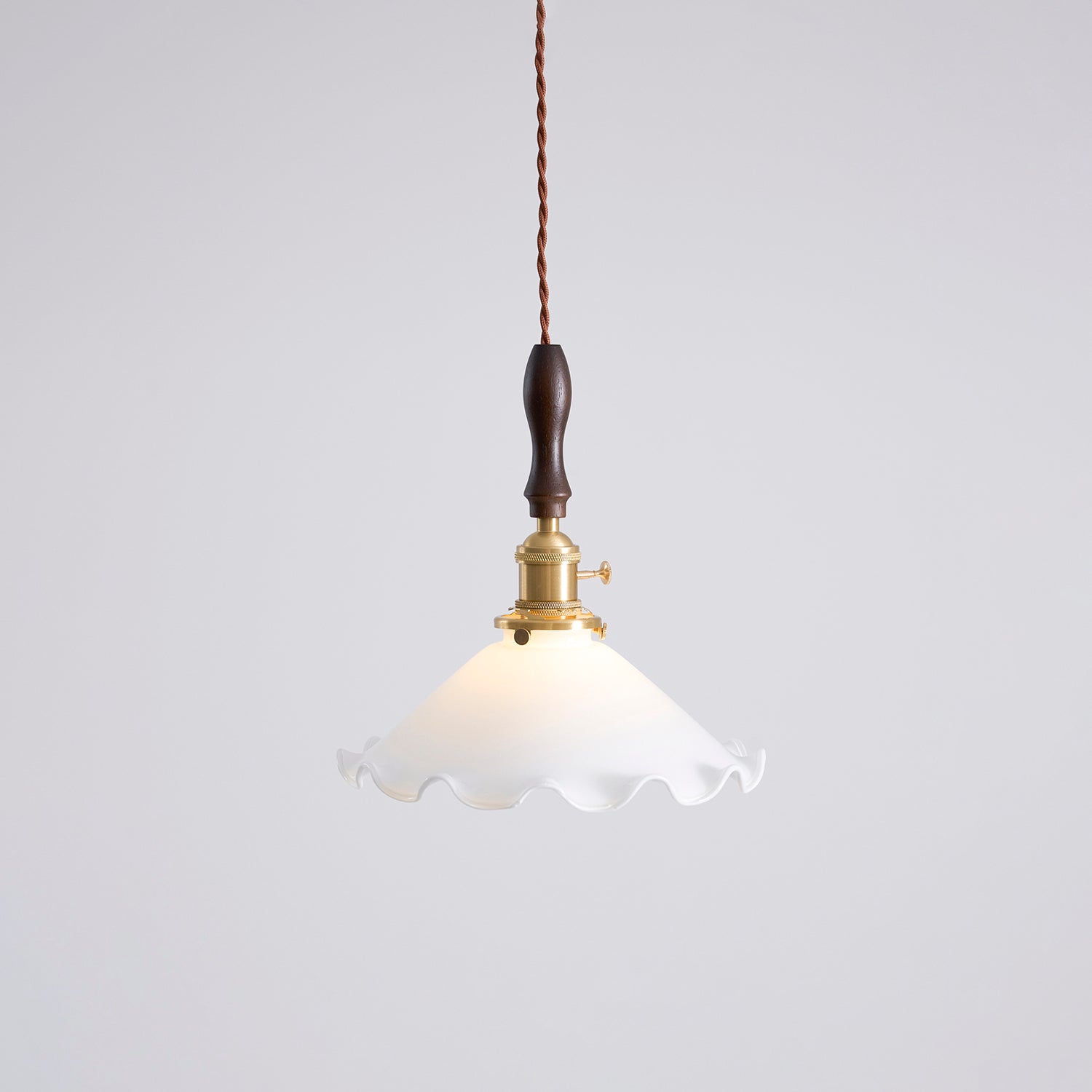 White Sculptural Glass Plug-In Pendant