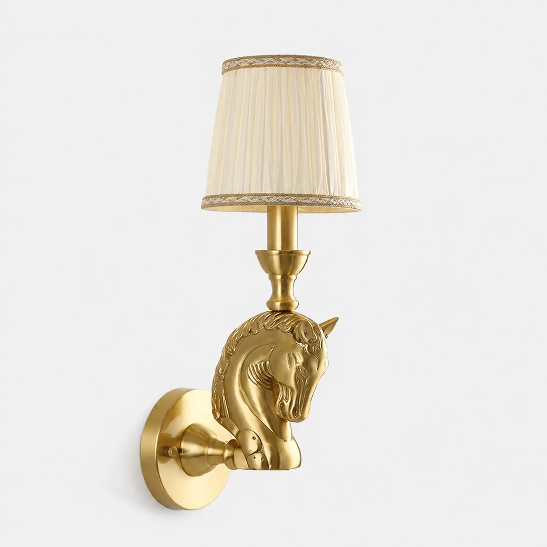 Pleated fabric shade horse wall lamp