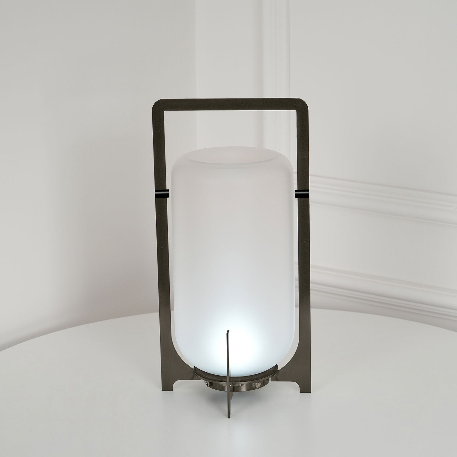 Lantern Table Lamp - Steel Modern Light for Bedroom & Living Room