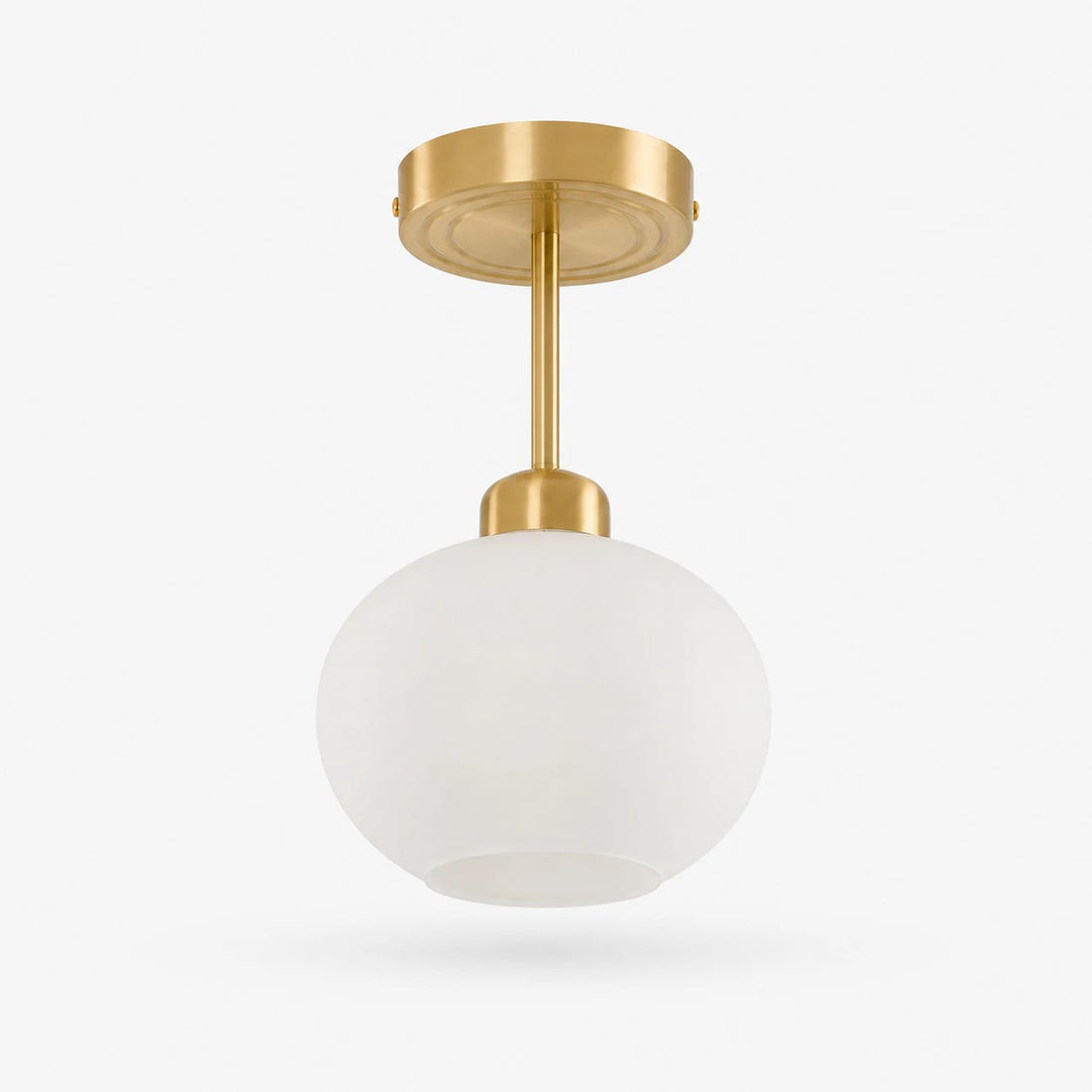 Extended rod brass opal glass ceiling light