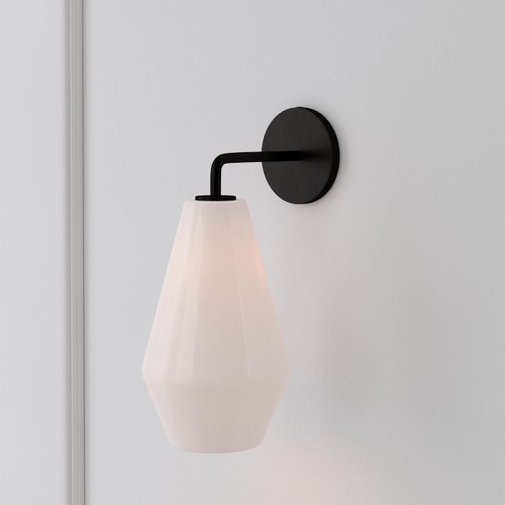 Merin Sculptural Milk Glass Geometric Wall Lamp