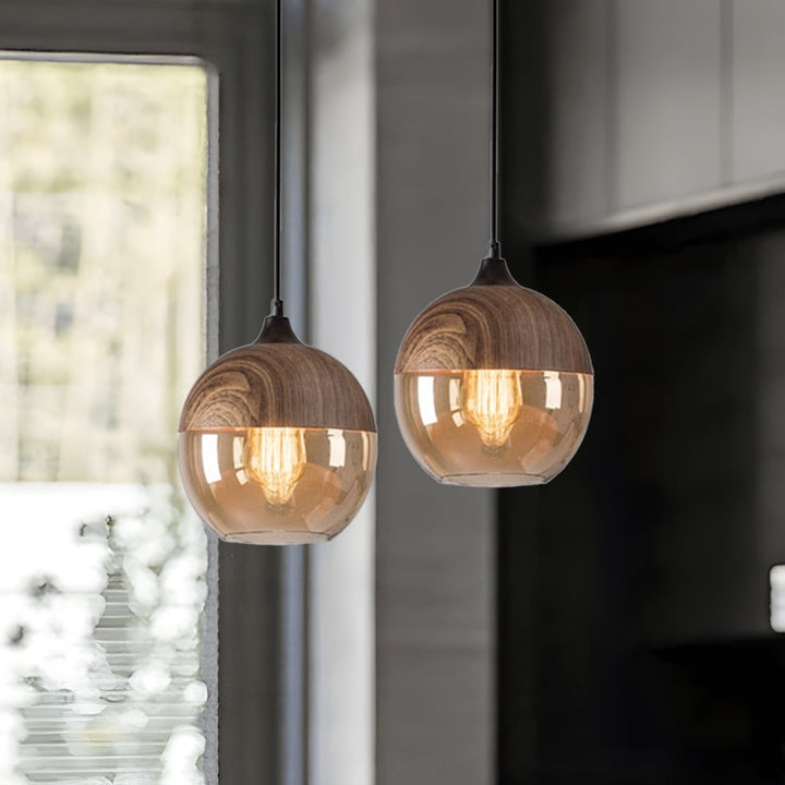 Organic Crystal Pendant Light - Retro Brown Fixture for Dining Room