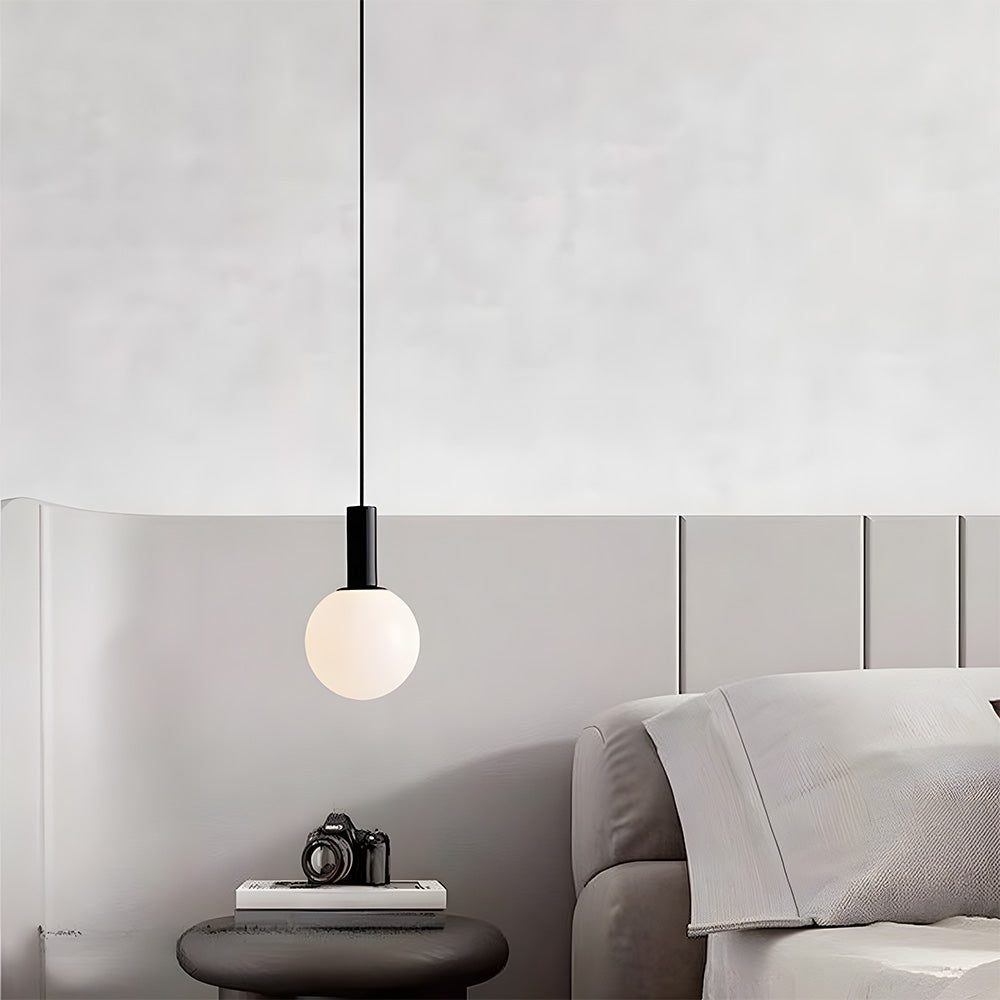 Opalescent Glass Pendant Light - Spherical Bedroom Lighting Modern