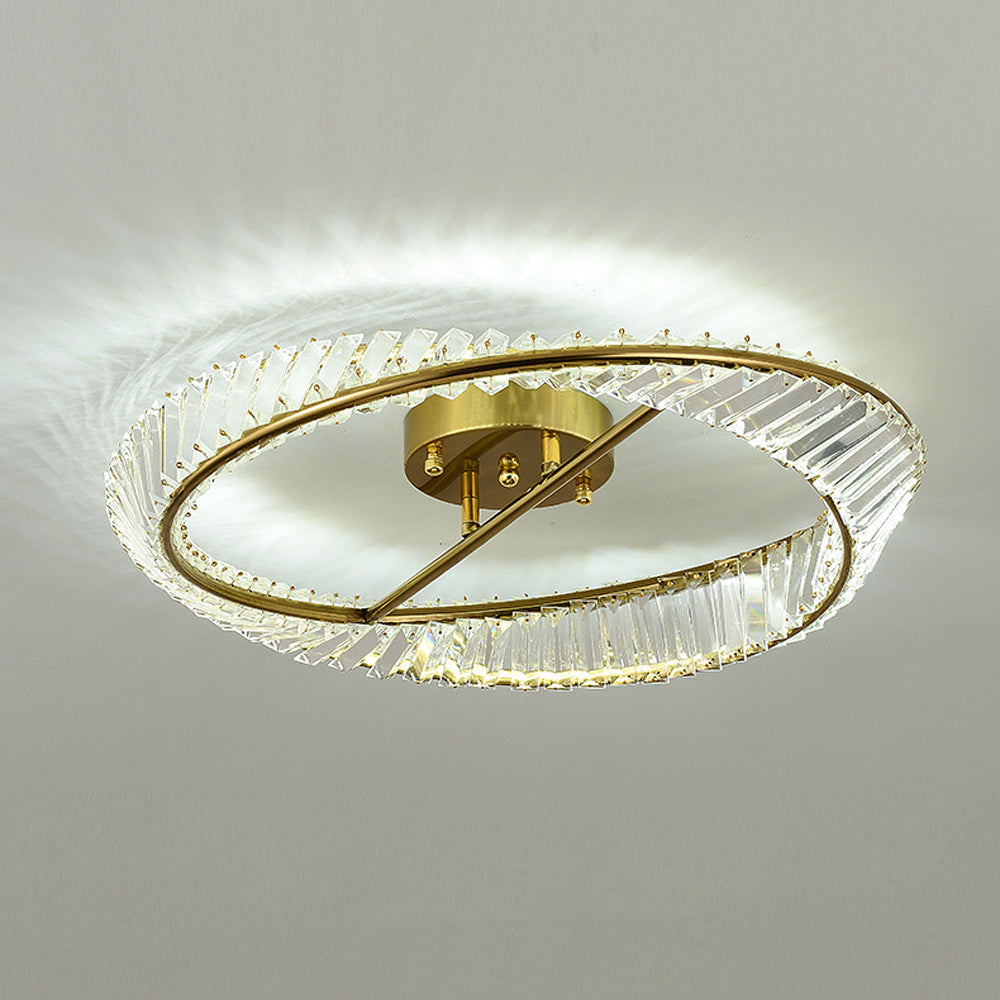 Modern LED Crystal Ceiling Lamp – Round Fixture for Living Room