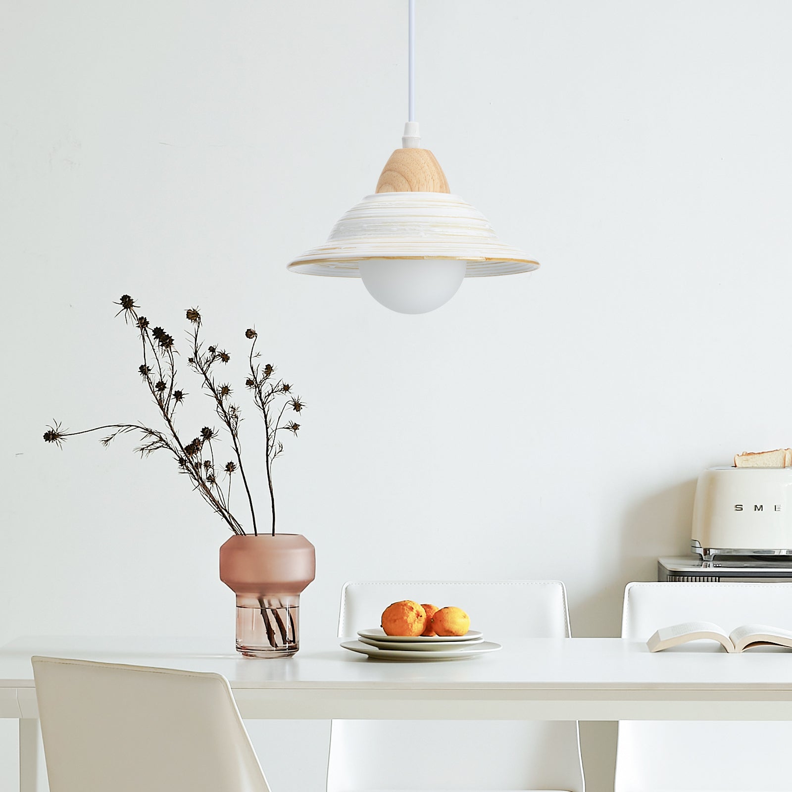 White Ceramic Pendant Light - Creative Milky Hat Design for Interiors
