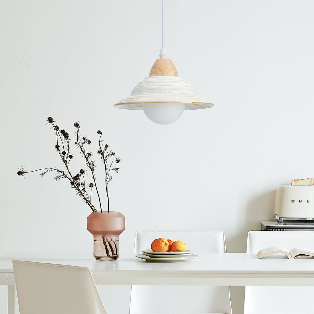 White Ceramic Pendant Light - Creative Milky Hat Design for Interiors