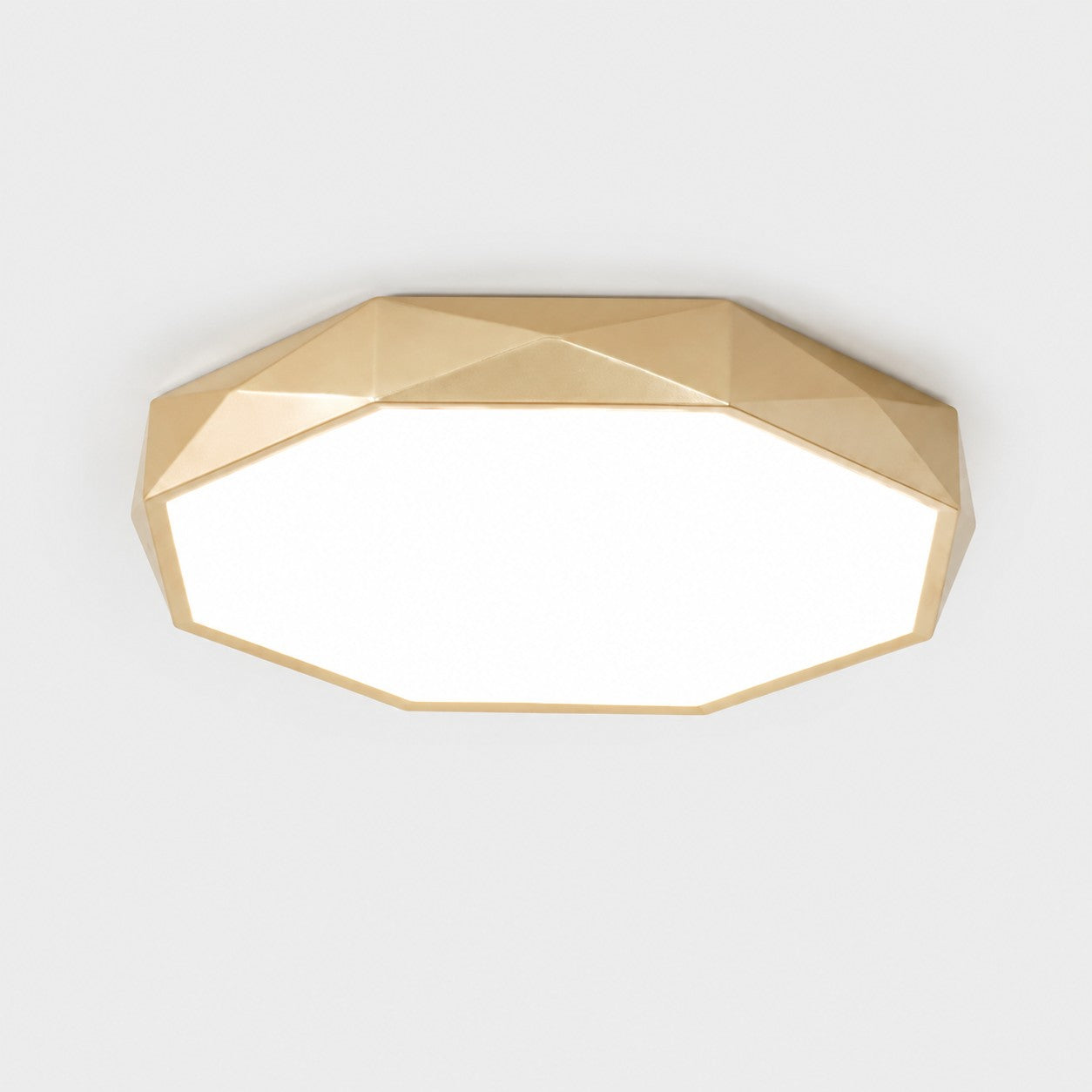 Faceted Gold Geometric LED Flush Mount Ceiling Light