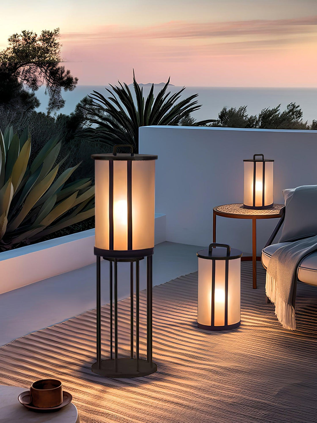 Runde Laterne Außenlampe - Acrylsäule Warmes Licht für den Gang