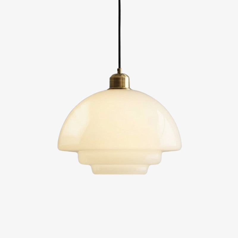 Opalisse Milk Glass Dome Pendant Lamp - Art Deco Pendant Light for Dining Room