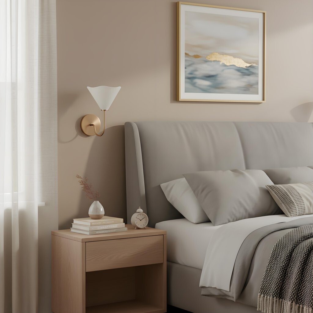 Kysara Brass Linen Wall Lamp - Sculptural Curves Design Suitable for Living Rooms, Bedrooms and Bathrooms