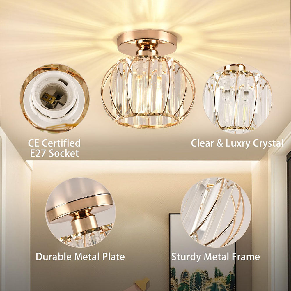 Luxury Crystal Ceiling Light - Striped Metal Ceiling Lamp for Aisle