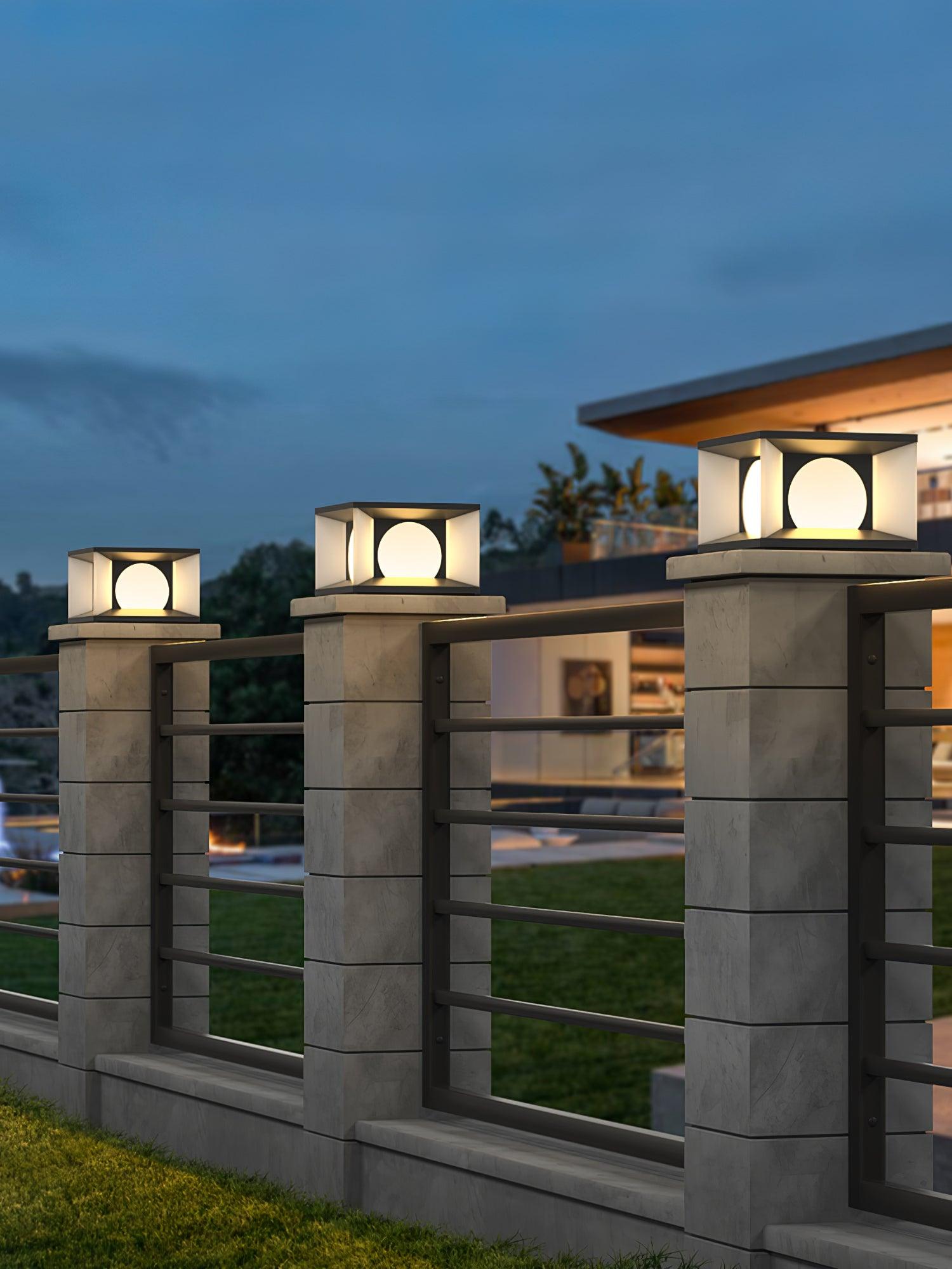 Eclipse Cube Outdoor Post Light - Weatherproof Garden & Pathway Lighting