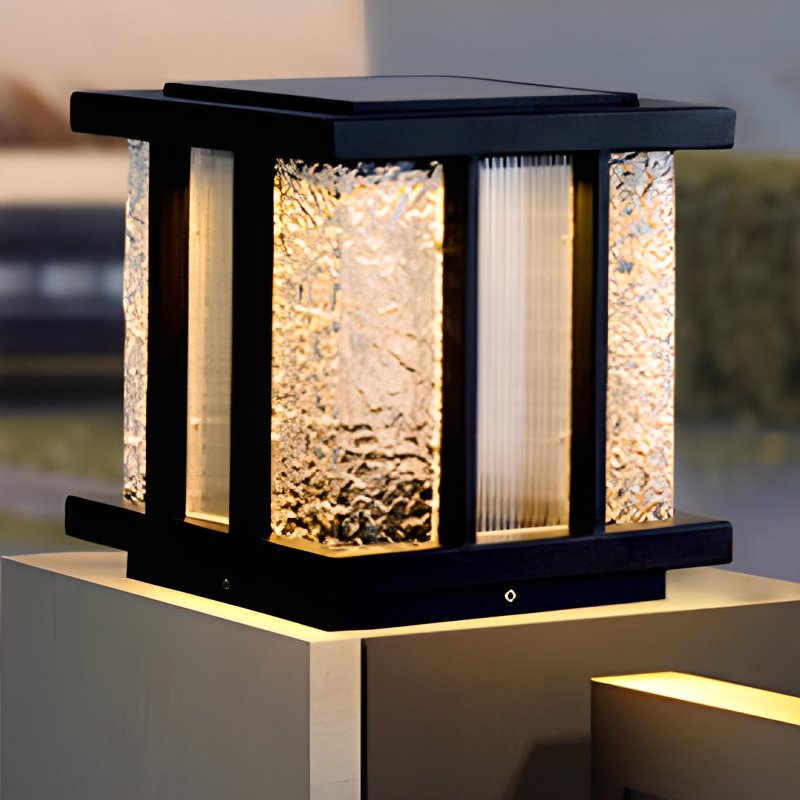 Solar Cube Outdoor Light - Modern Frosted Glass Pathway Lighting