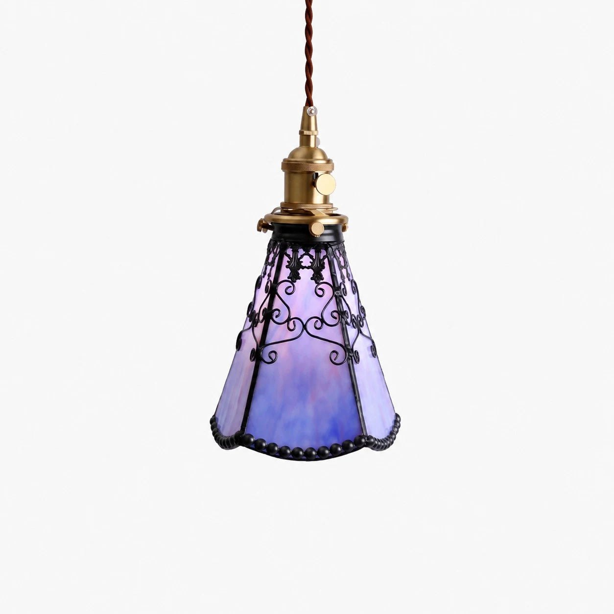 gradient purple stained glass pendant