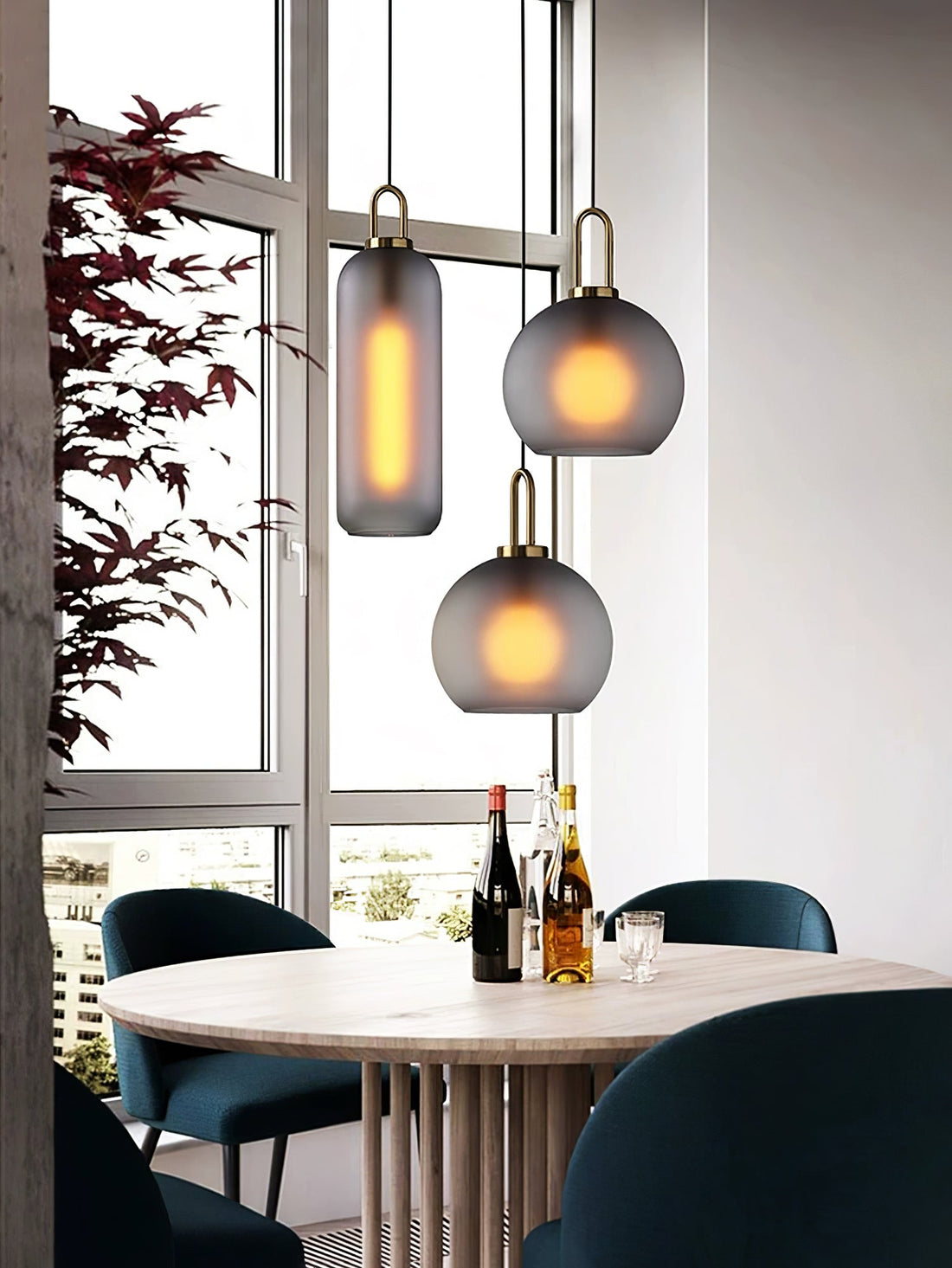 Kupferbeschichtete Glas-Plug-in-Hängeleuchte mit Kabel