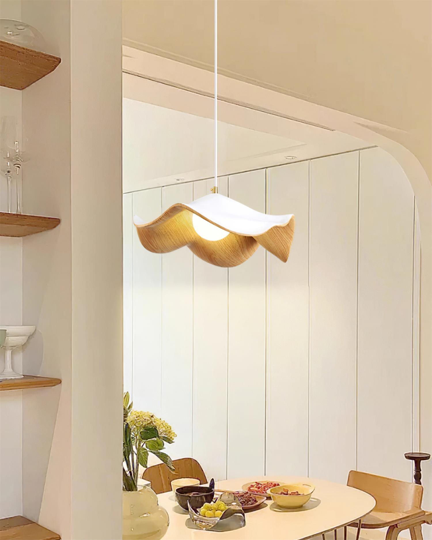 Leaf Vein Glass Plug-In Pendant Lamp