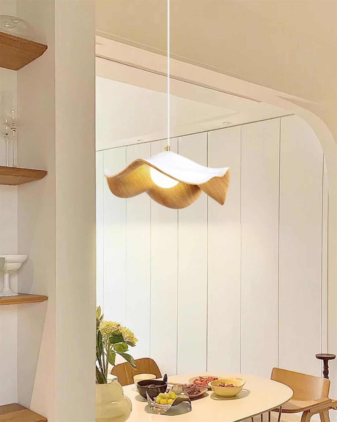 Leaf Vein Glass Plug-In Pendant Lamp