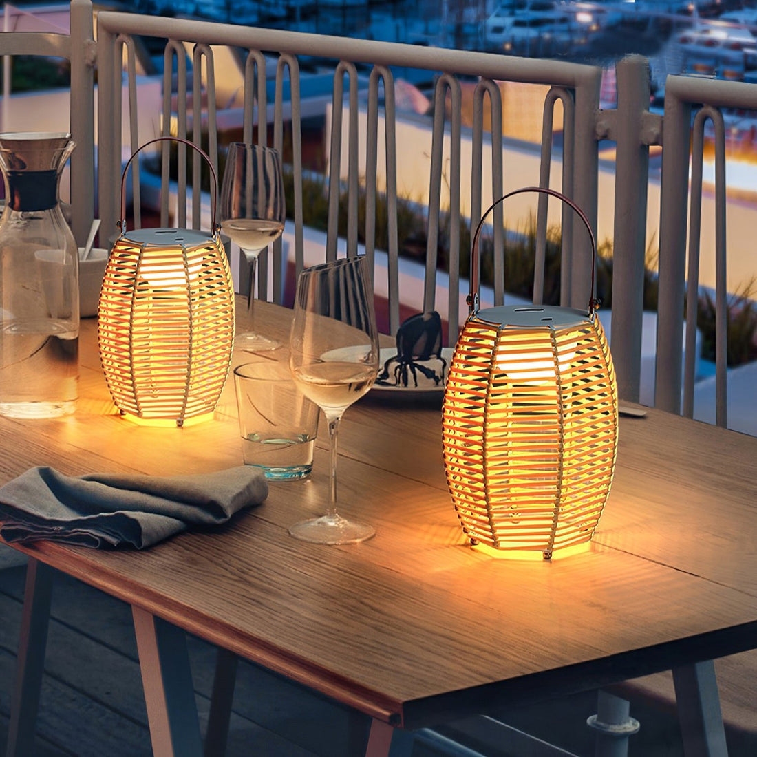 Lantern Built-in Battery Table Lamp - Portable Lamp for Bedroom