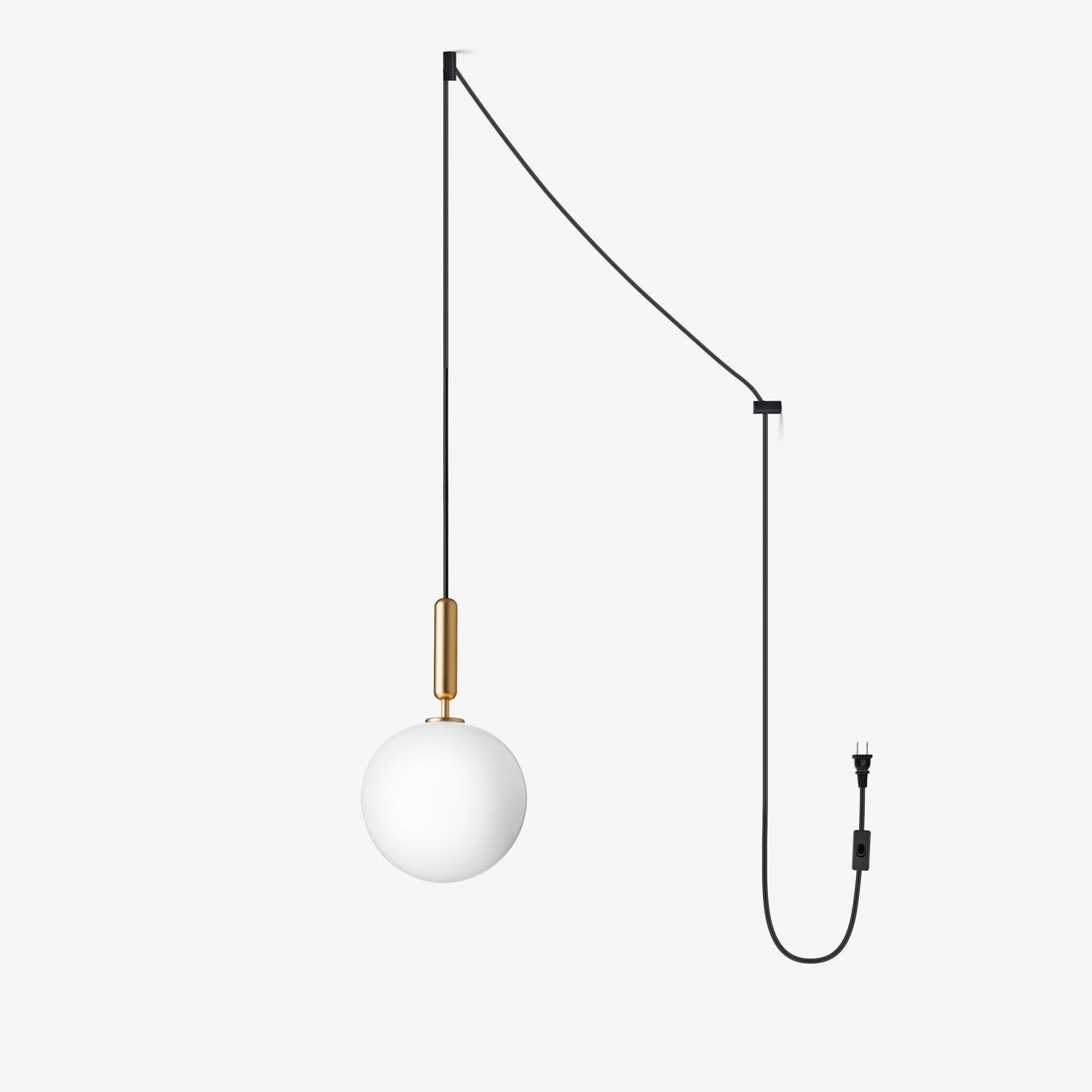 Spherical Brass Glass Plug-In Swag Pendant