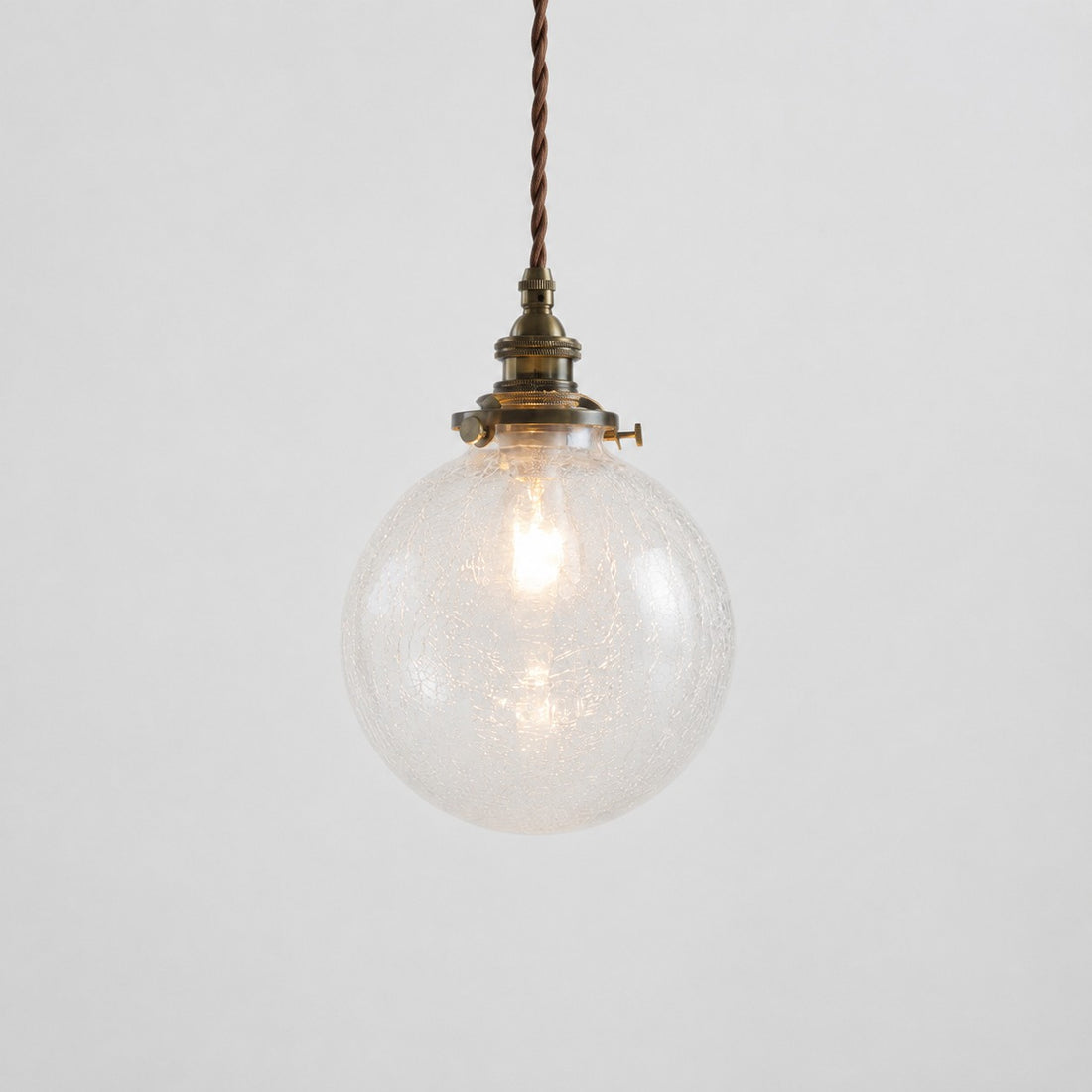 Crackled Glass Globe Brass Pendant Light