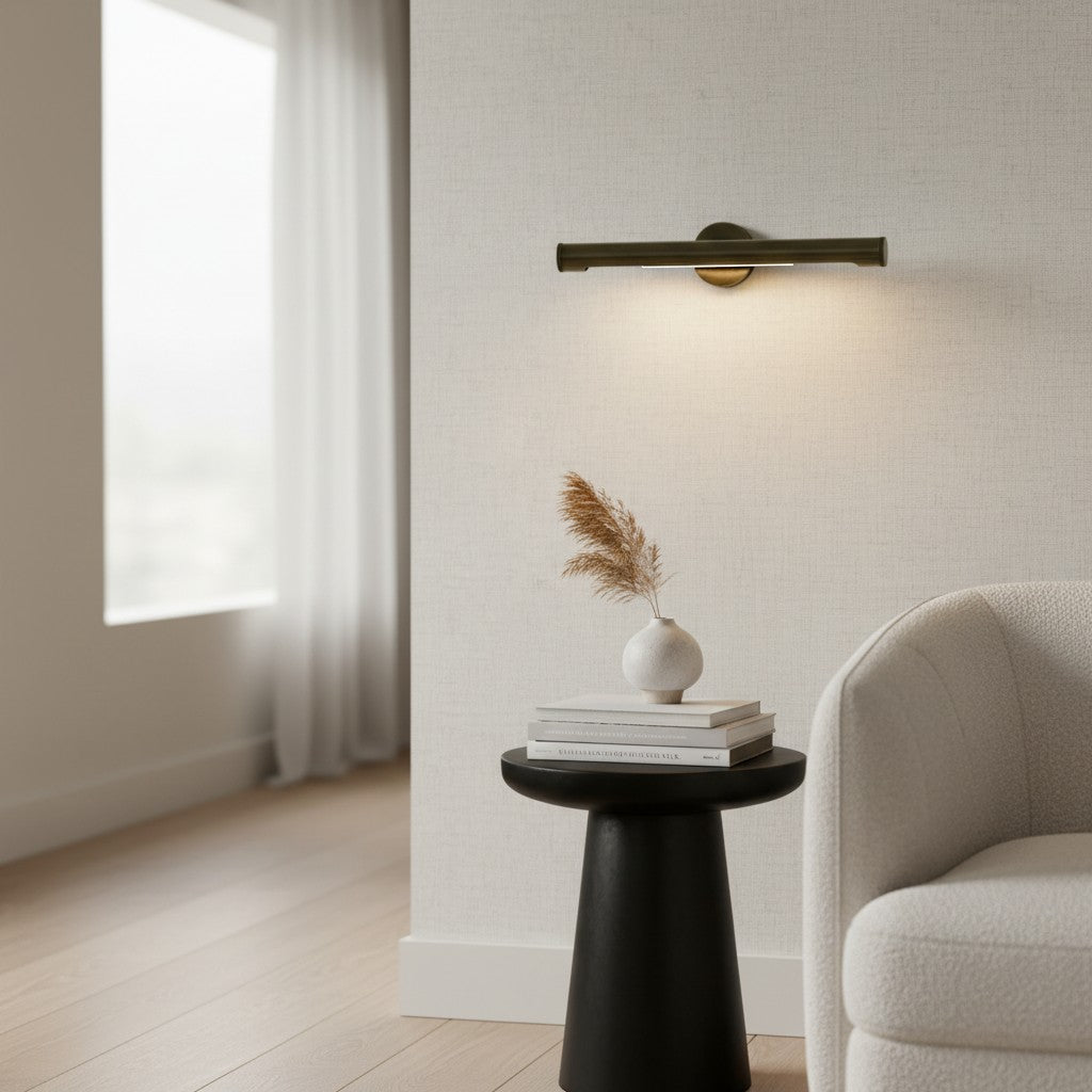 Aurix Wall Mount Art Light - Aged Finish Picture Light for Highlighting Canvases