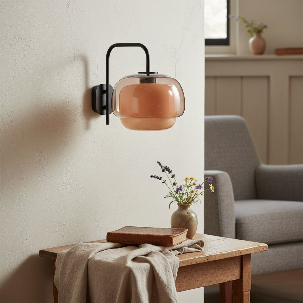 Clinco Farbige moderne Vintage-Glas-Wandlampe – Sanftes Pilz-Glühen