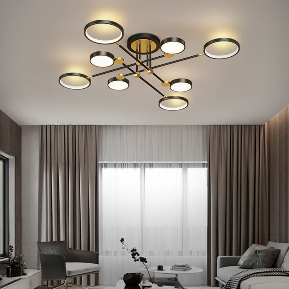 Branch Ring Chandelier - Gold Black Multi Light for Modern Bedroom