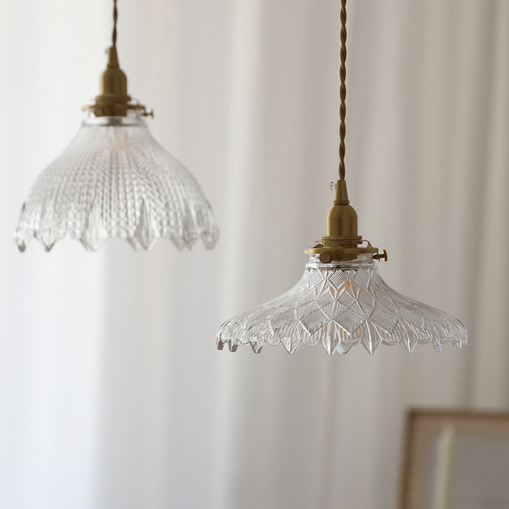 Vintage Glass Pendant Light - Disc Design Fixture for Dining Entryway