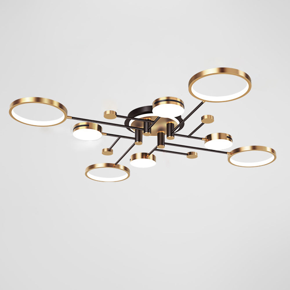 Gold Circle Ceiling Light - Creative LED Living Room Lighting Modern