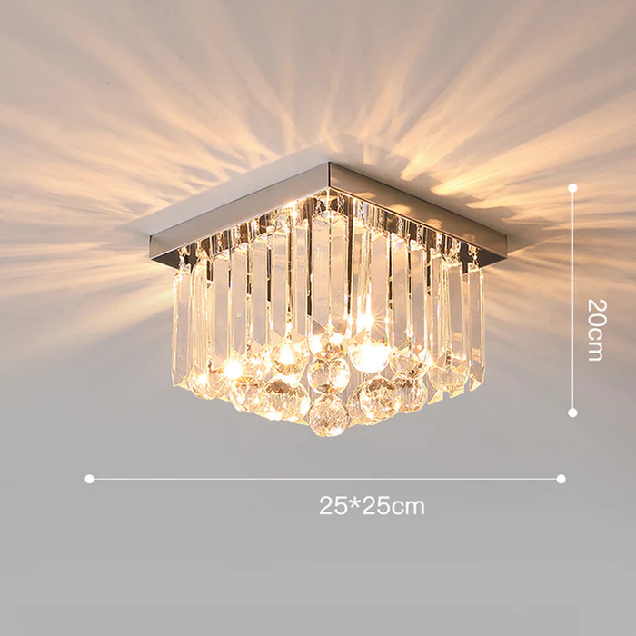 Luxury Crystal Ceiling Light - Modern Square Fixture for Living Room