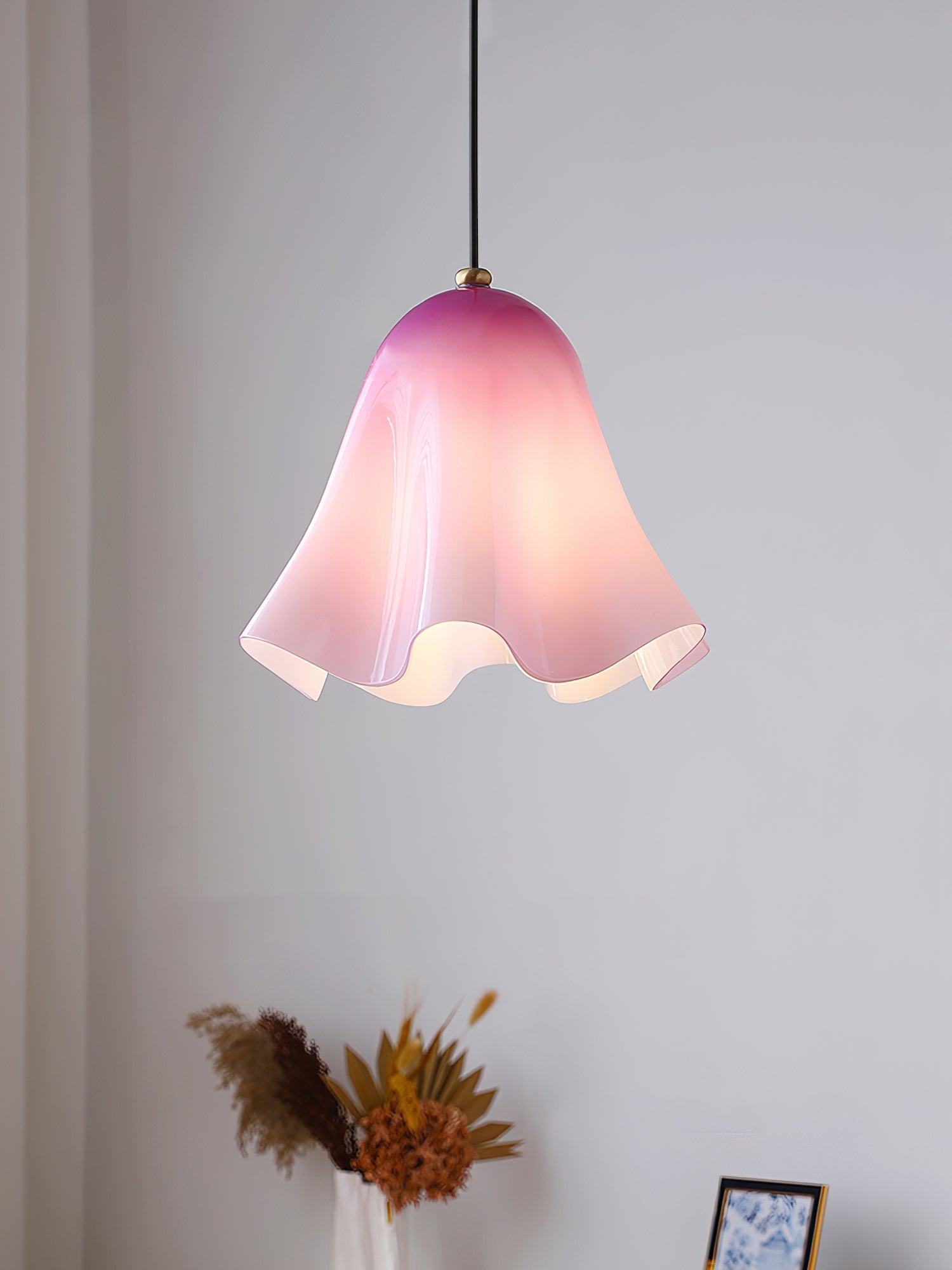 Undulating Glass Flower Plug-In Swag Pendant
