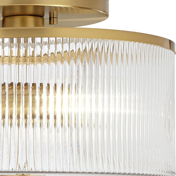 Rilona Striped Glass Drum Ceiling Fixture — Classic Semi-Flush Light for Bedroom or Office U13