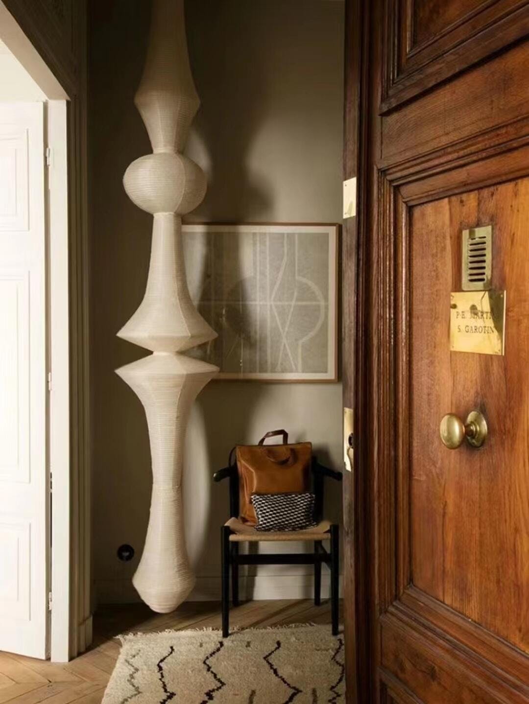 Washi Paper Pendant Swag Light - Japanese Hanging Lamp for Bedroom