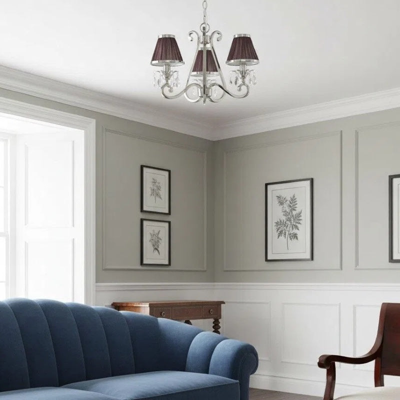 Talonis Multi-light Fabric Chandelier - Elegant Metal Curved Arms for Dining and Living