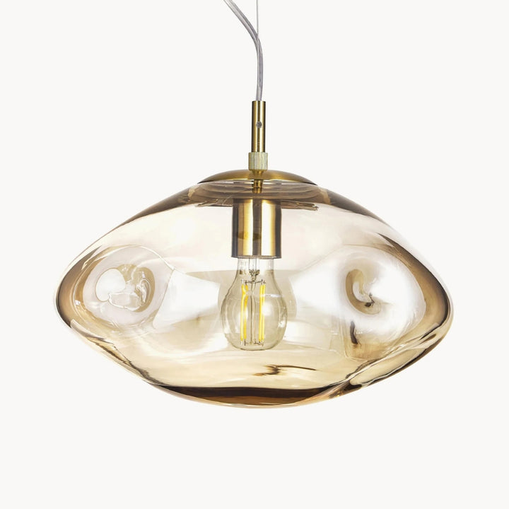 Glissora Soft Curved Glass Pendant Light - Hanging Pendant Glass and Metal for Dining and Kitchen Island