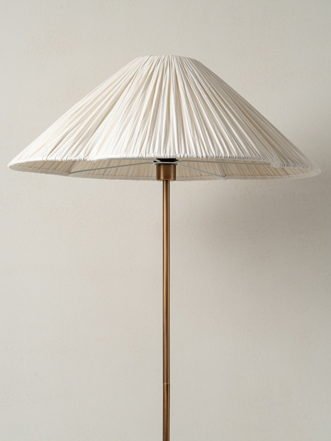 Lindi - aged brass and linen scalloped floor lamp