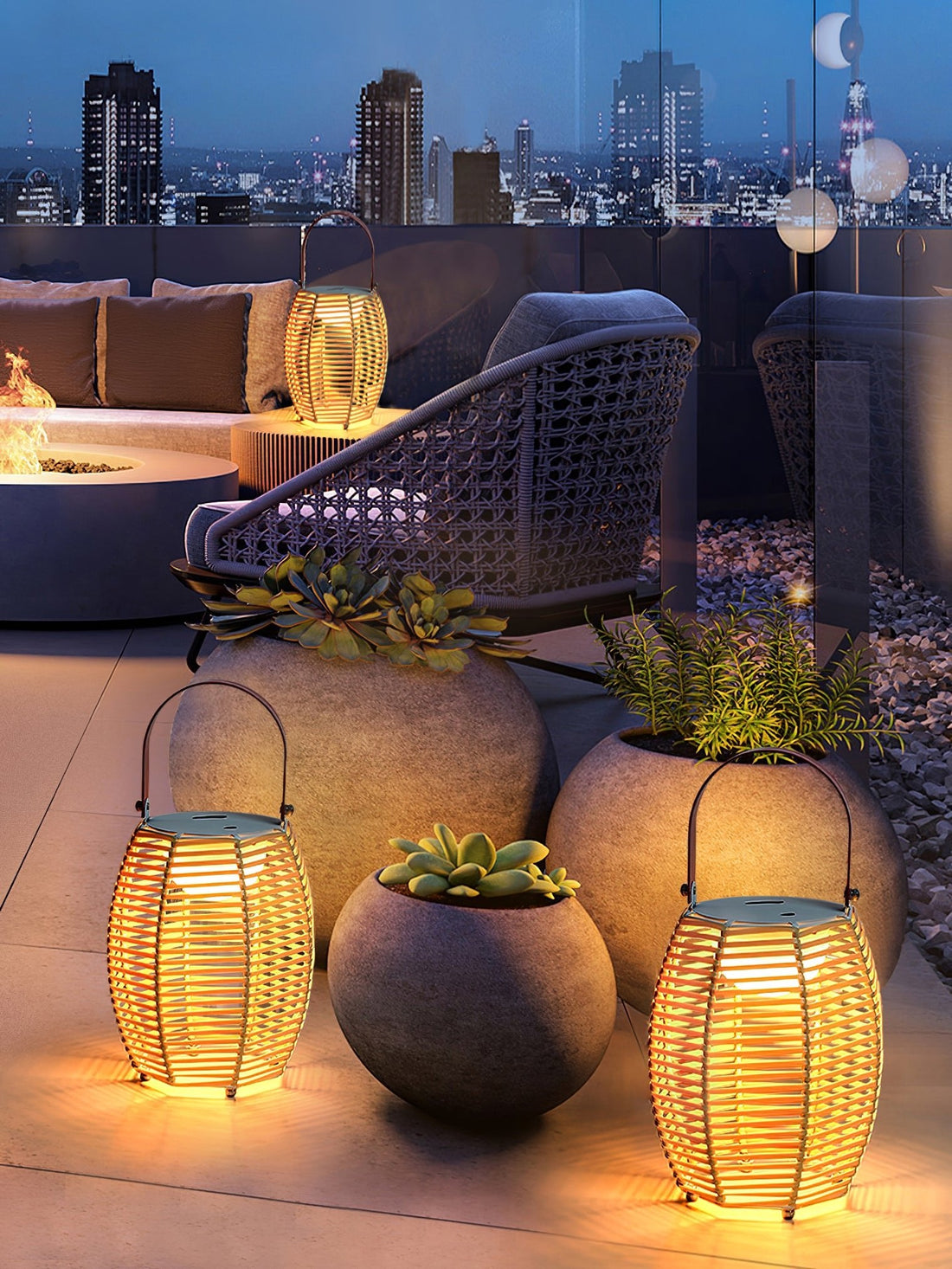 Lantern Built-in Battery Table Lamp - Portable Lamp for Bedroom