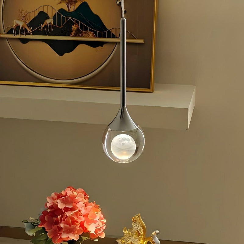 Moon Art Design Water Drop Clear Pendant Light