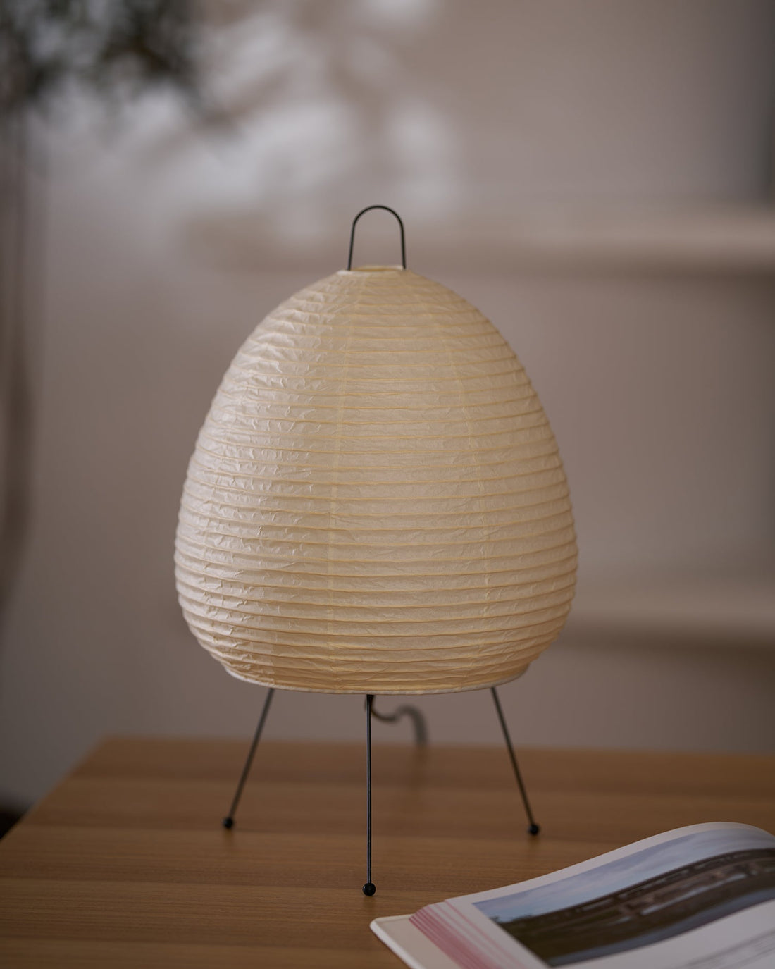Japanisch inspirierte Papiertischlampe – Maulbeerpapierlampe fürs Schlafzimmer
