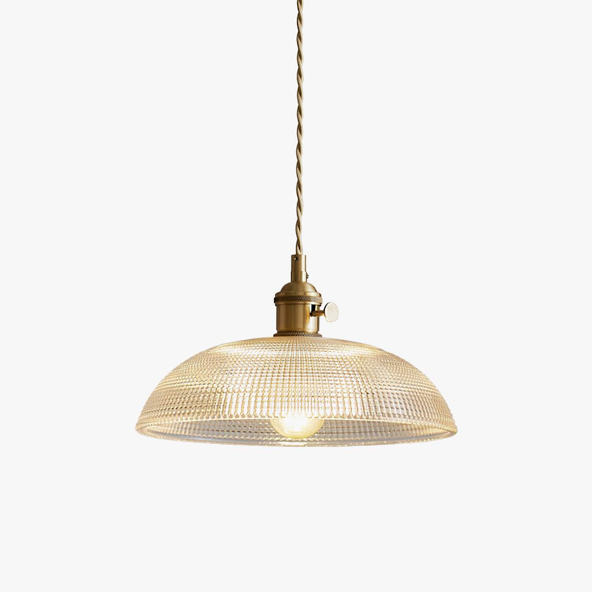 Polished Brass Domed Glass Plug-In Pendant