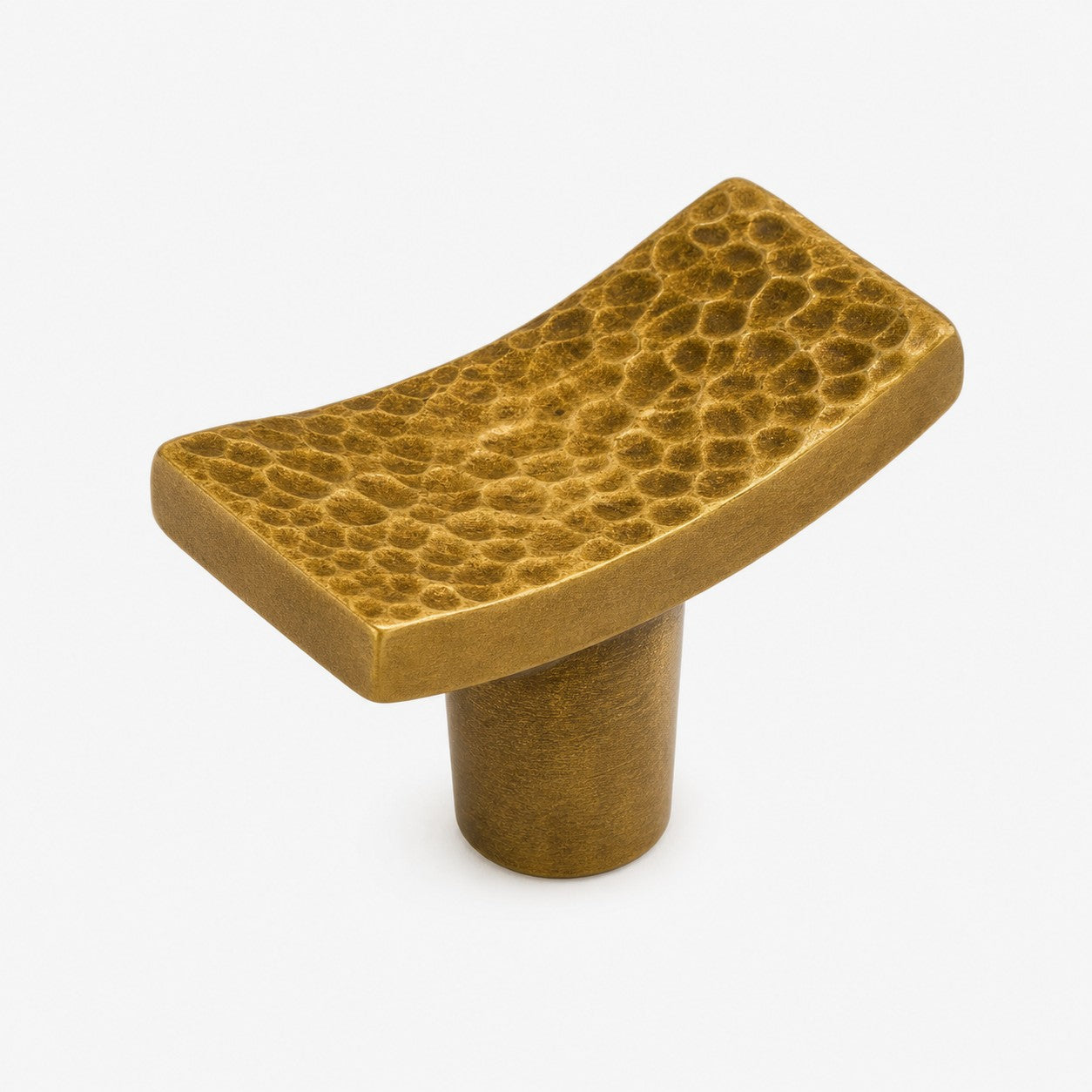 Single-hole hammered brass cabinet knob