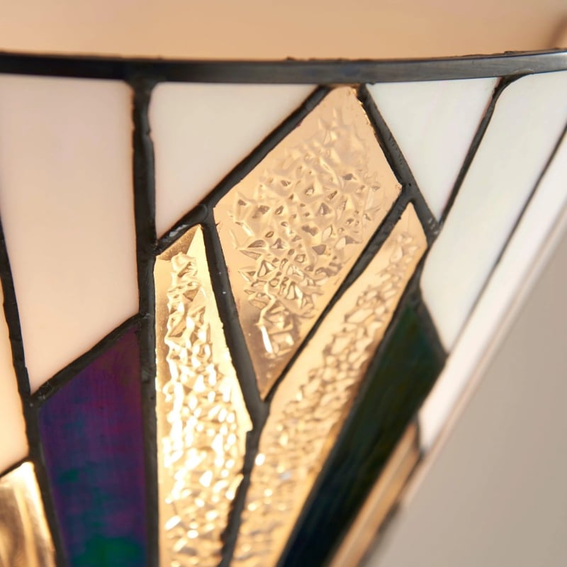 TF Astoria Vintage Fan-Shaped Wall Lamp — Handcrafted Art Glass — For Bedroom Accent Light