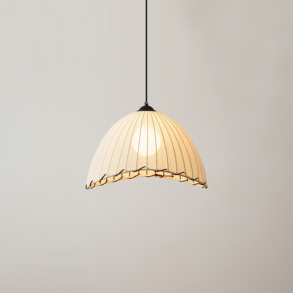 Wabi Sabi Pendant Light - Linen Shade Ceiling Fixture with Soft Glow