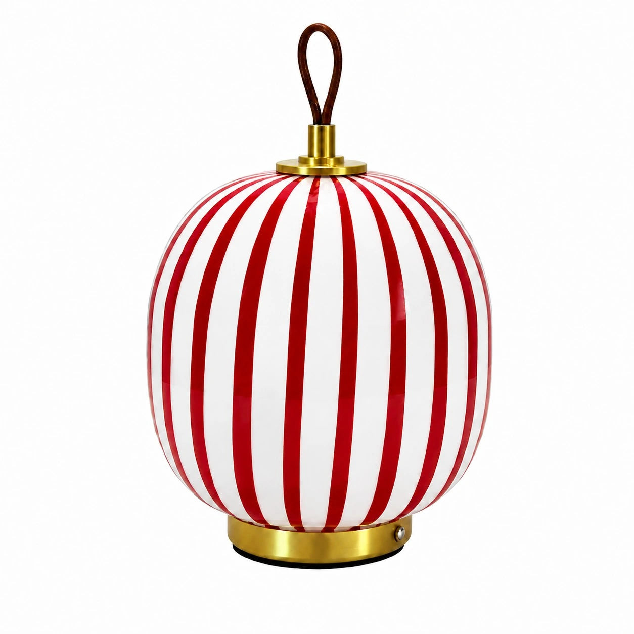 Red and white striped rechargeable glass table lamp
