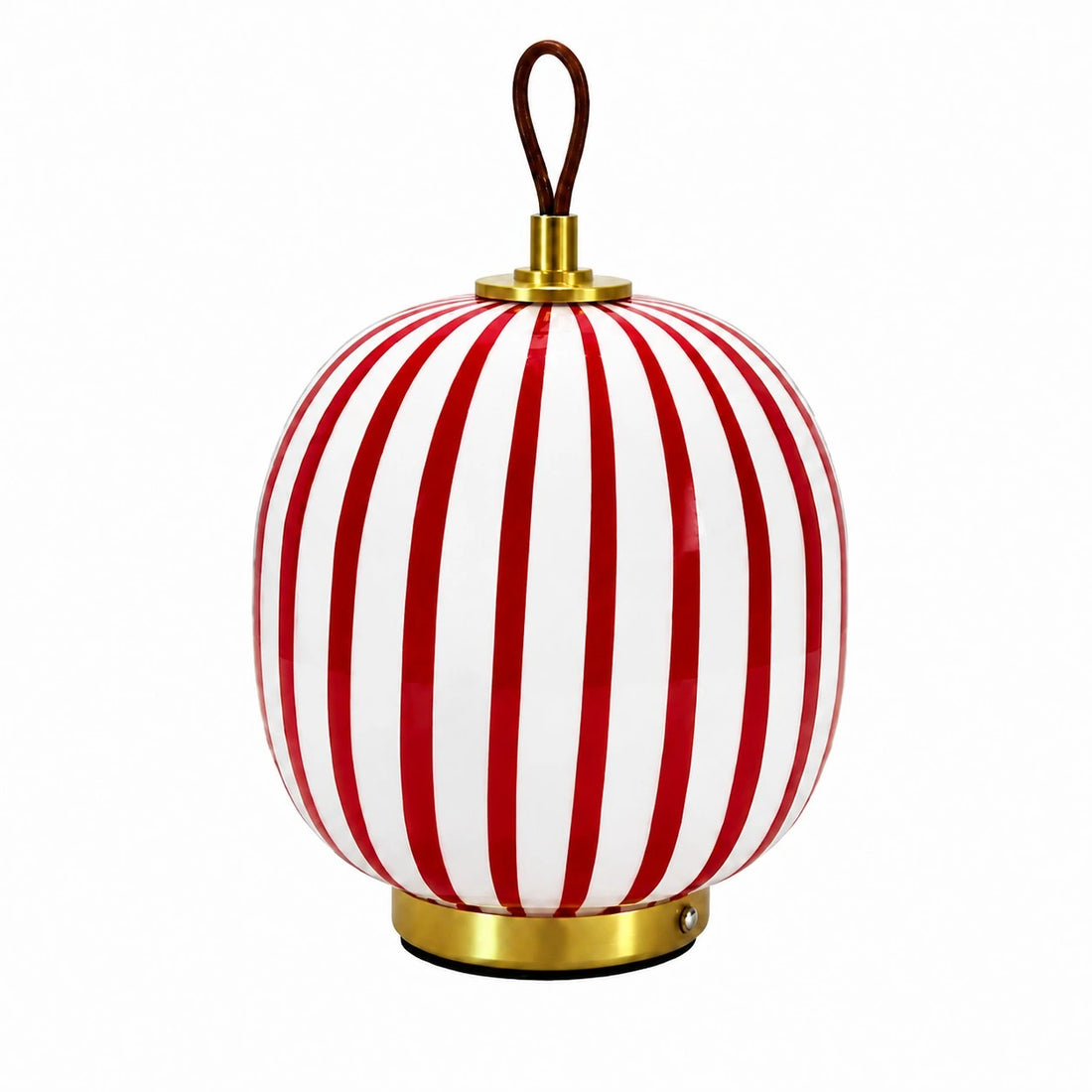 Red and white striped rechargeable glass table lamp